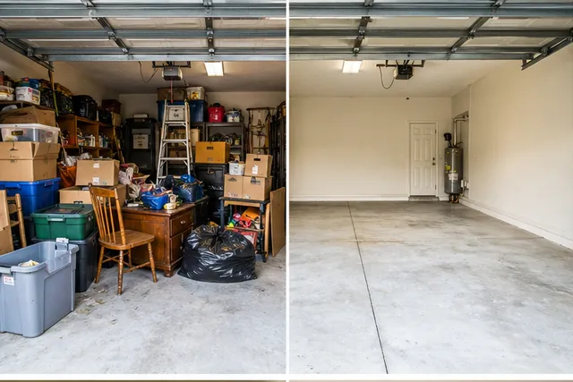 Garage estate cleanout before and after Queens NY